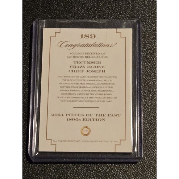 2024 Pieces of the Past Tecumseh Crazy Horse Chief Joseph Triple Relic - Picture 2 of 2